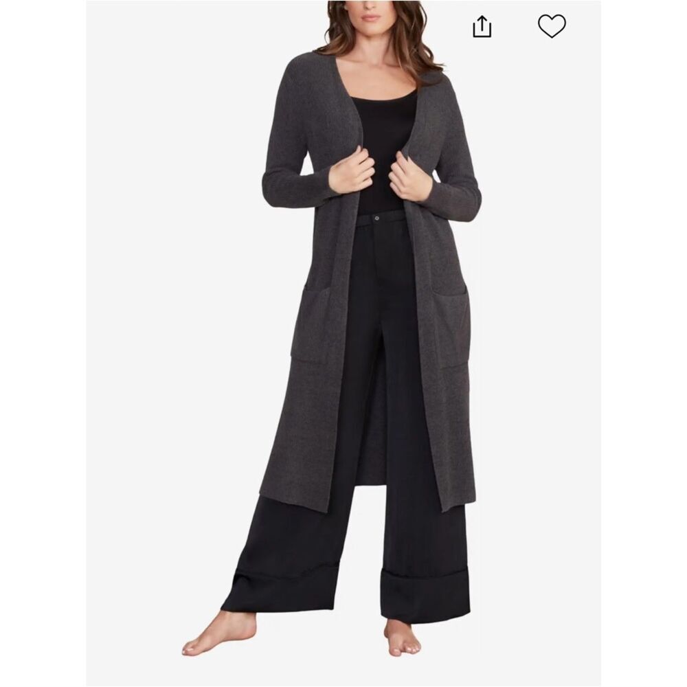 Barefoot Dreams Long Open-Front Cardigan Carbon ultra lite cozy Chic size Small